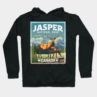 Jasper National Park Deer Vintage Look Hoodie